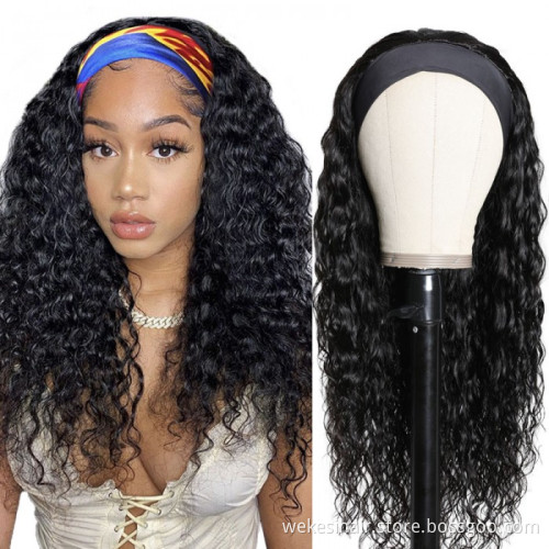 Wholesale Remy Human Hair Headband Wig, Glueless None Lace Headband Wig, Raw Peruvian Hair Headband Wigs For Black Women